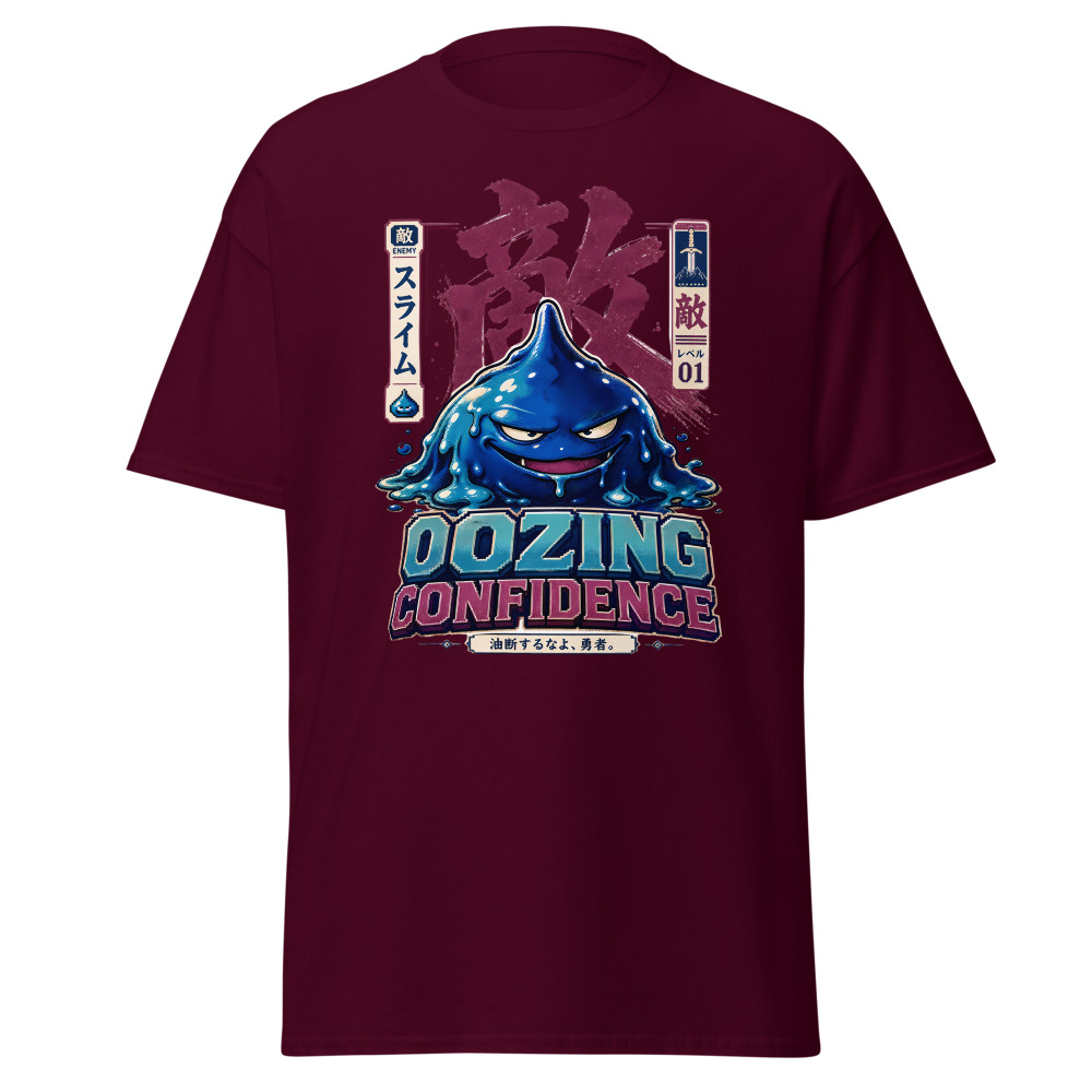 Retro Slime Monster T-Shirt | Oozing Confidence Japanese Kanji Gamer Tee - Image 8