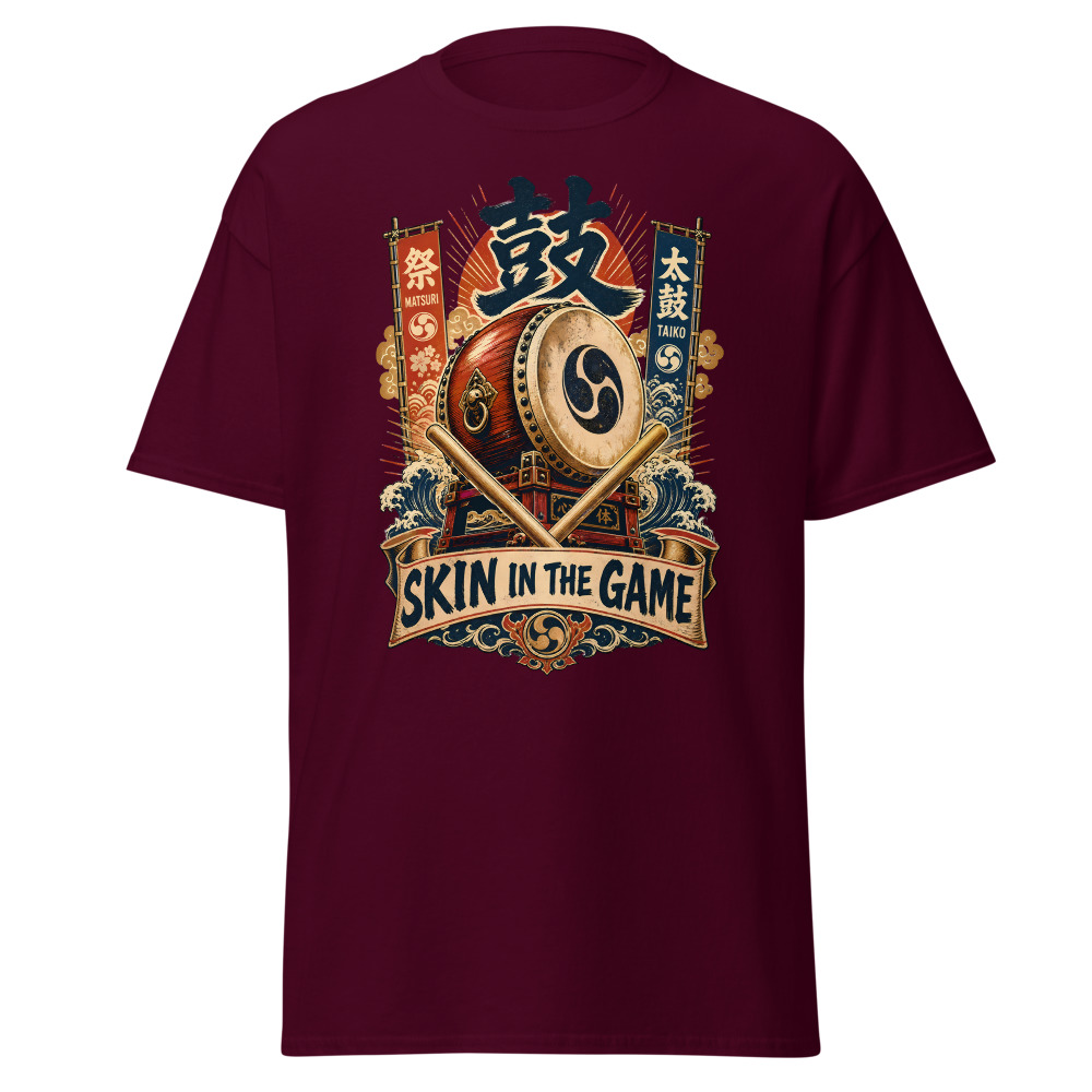 Funny Taiko Drum T-Shirt | Skin in the Game Japanese Kanji Festival Tee - Image 8