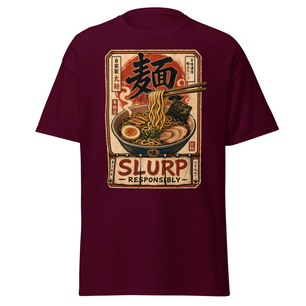 Funny Ramen T-Shirt | Slurp Responsibly Japanese Kanji Noodle Tee - Image 8