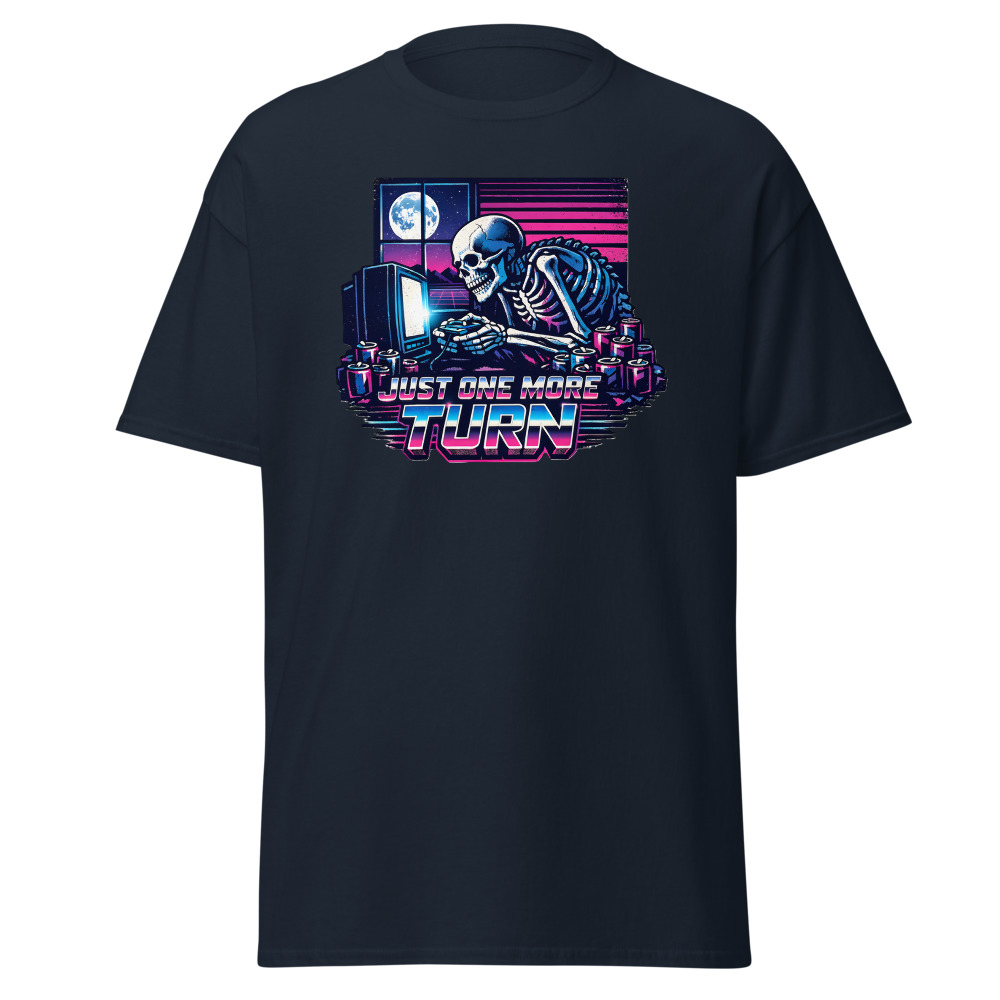 Funny Gamer T-Shirt | Just One More Turn Retro Synthwave Gaming Tee - Image 9