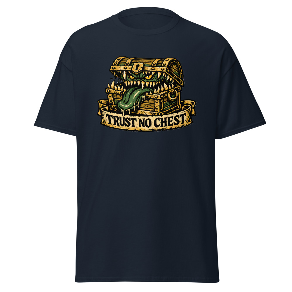 Funny Mimic T-Shirt | Trust No Chest Retro Dark Fantasy Tattoo Tee - Image 9