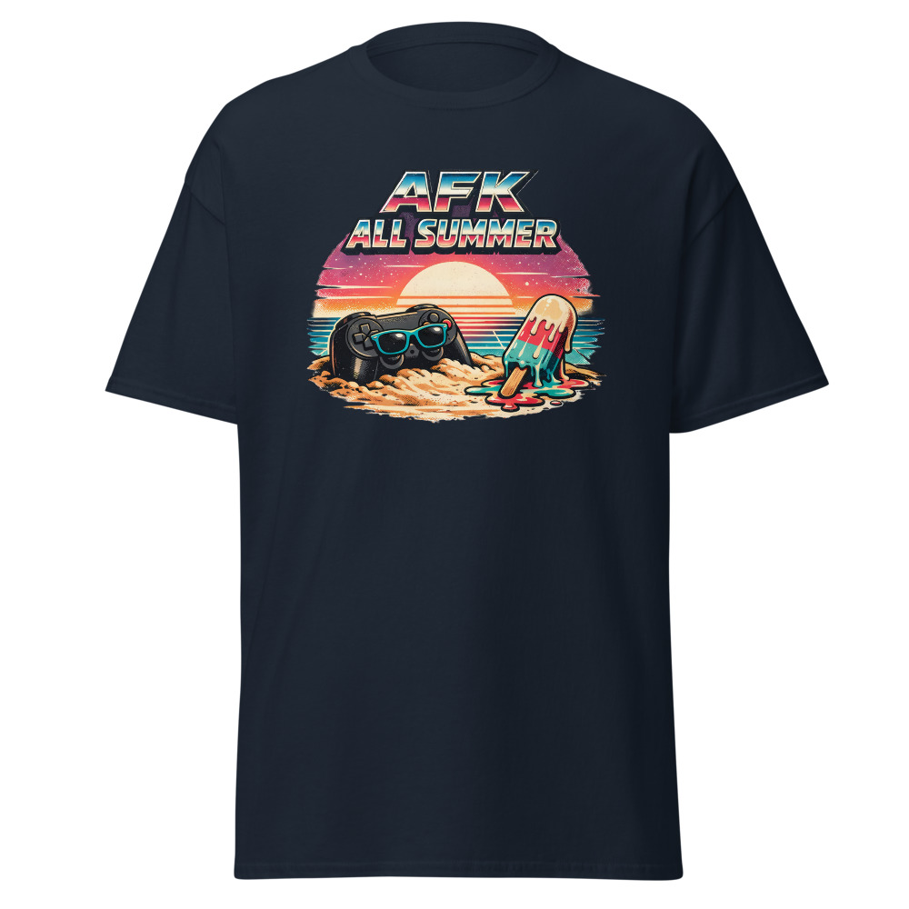 Funny Gamer T-Shirt | AFK All Summer Retro Synthwave Gaming Tee - Image 9