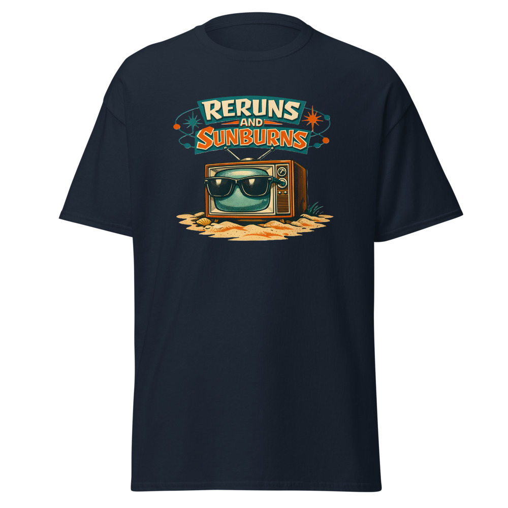 Retro TV T-Shirt | Reruns and Sunburns Funny Vintage Summer Tee - Image 9