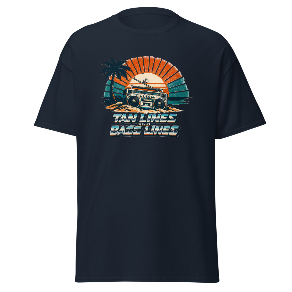 Funny Boombox T-Shirt | Tan Lines and Bass Lines Retro Summer Tee - Image 9