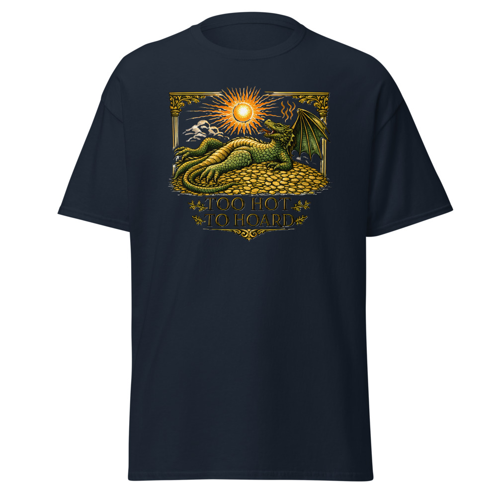 Funny Dragon T-Shirt | Too Hot to Hoard Retro Fantasy Summer Tee - Image 9