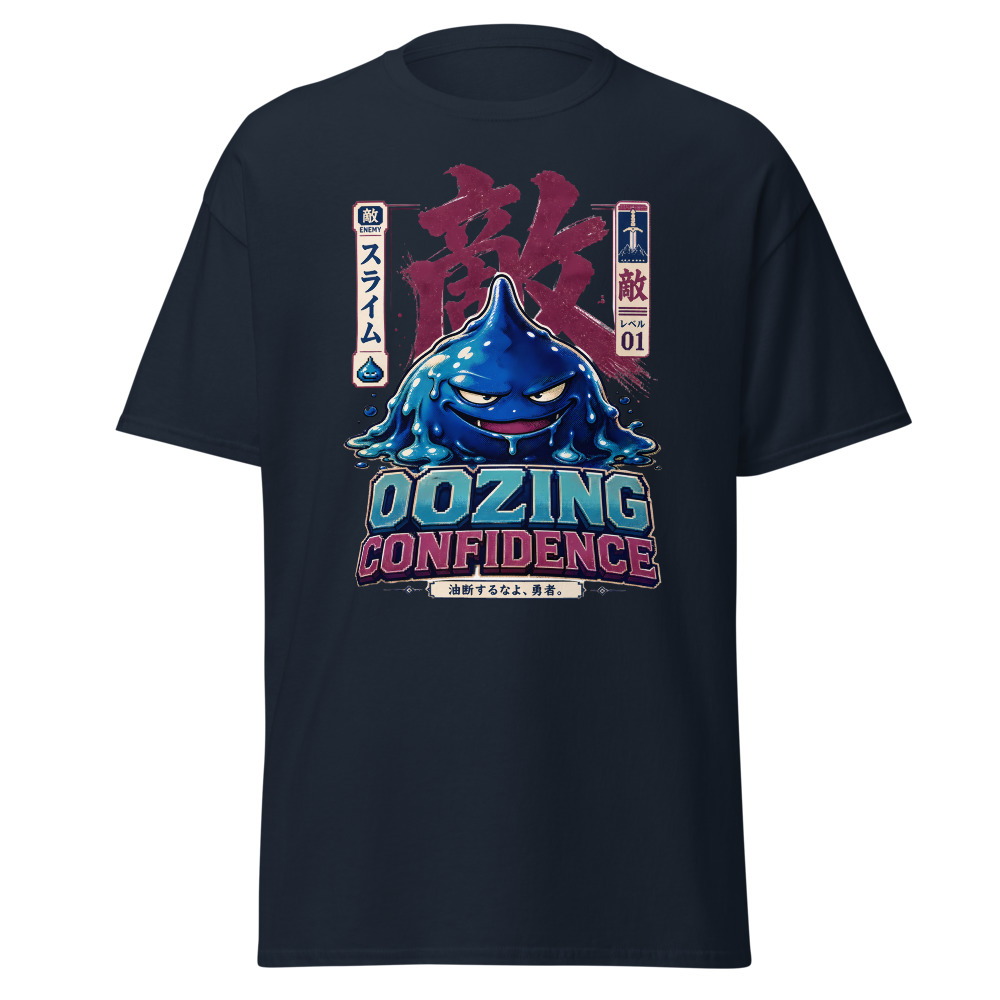 Retro Slime Monster T-Shirt | Oozing Confidence Japanese Kanji Gamer Tee - Image 9