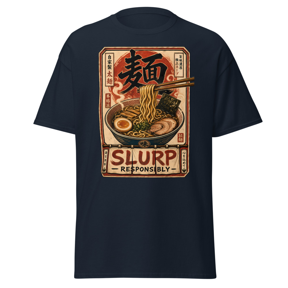 Funny Ramen T-Shirt | Slurp Responsibly Japanese Kanji Noodle Tee - Image 9