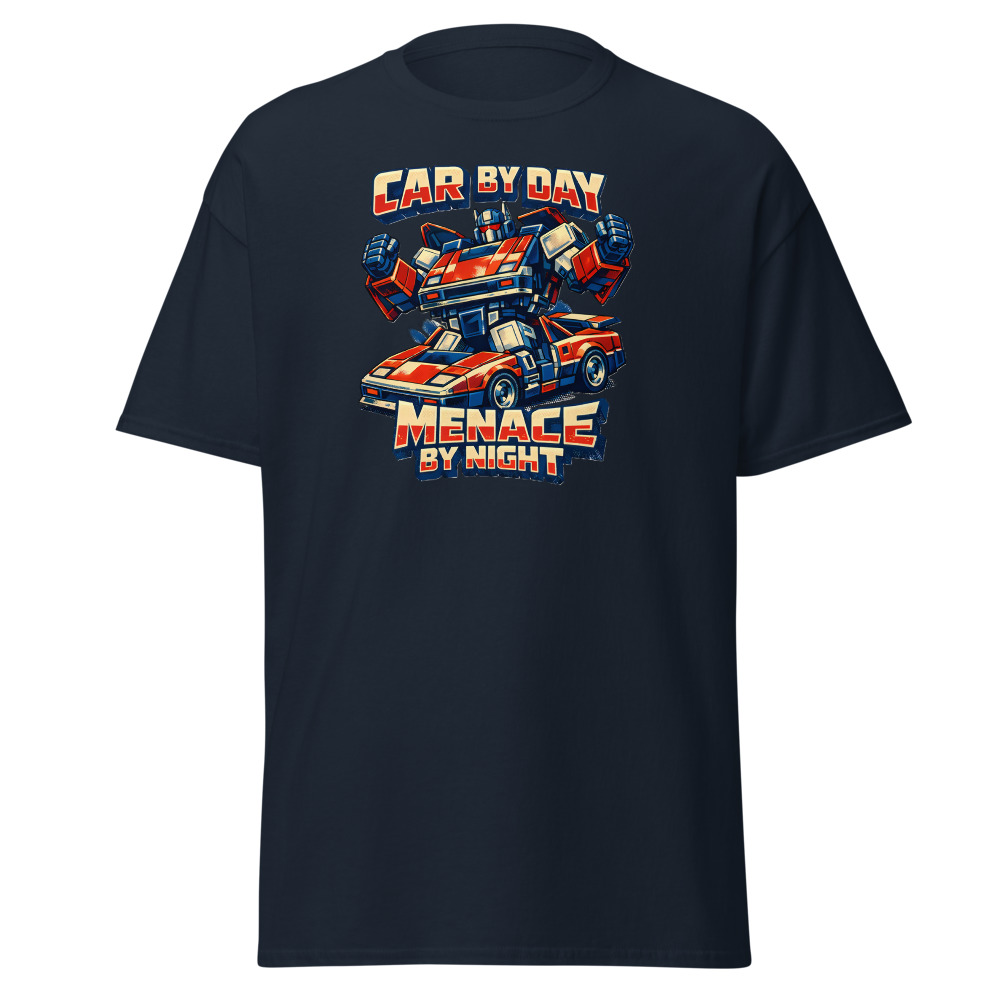 Retro Robot Toy T-Shirt | Car by Day Menace by Night 80s Sci-Fi Tee - Image 9