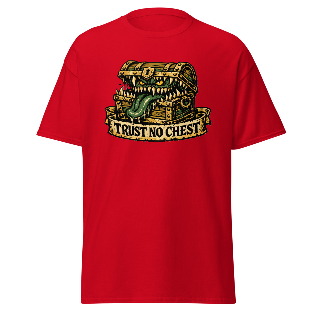 Funny Mimic T-Shirt | Trust No Chest Retro Dark Fantasy Tattoo Tee - Image 10
