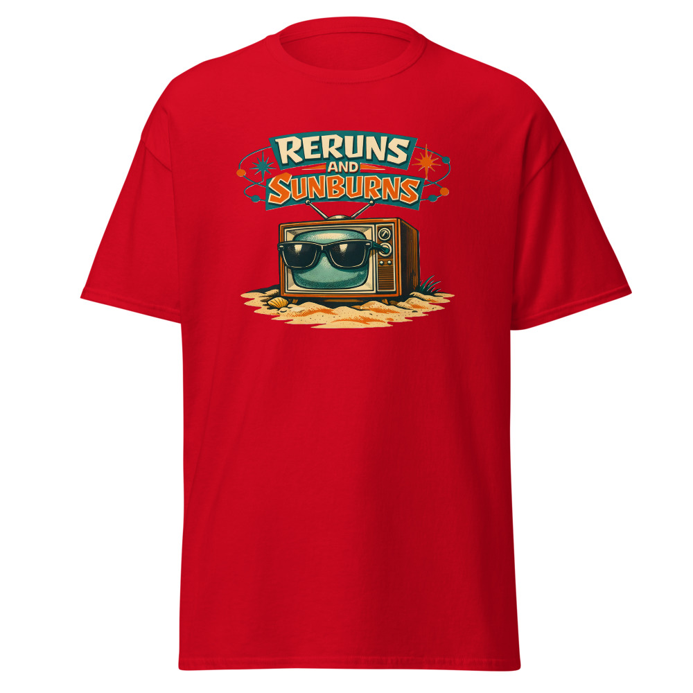 Retro TV T-Shirt | Reruns and Sunburns Funny Vintage Summer Tee - Image 10