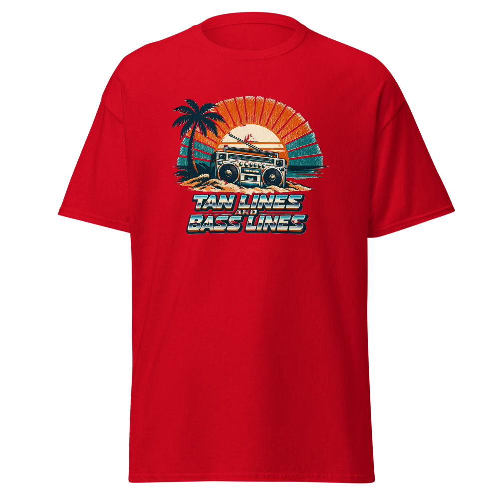 Funny Boombox T-Shirt | Tan Lines and Bass Lines Retro Summer Tee - Image 10