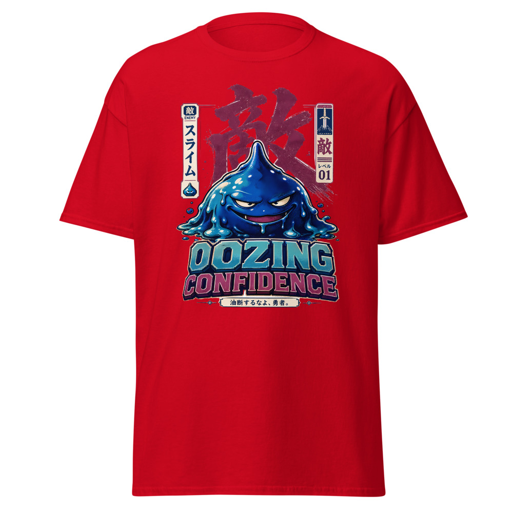 Retro Slime Monster T-Shirt | Oozing Confidence Japanese Kanji Gamer Tee - Image 10