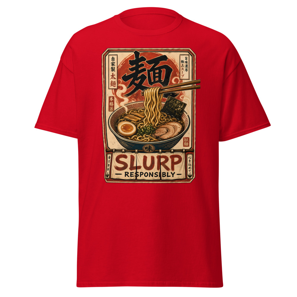 Funny Ramen T-Shirt | Slurp Responsibly Japanese Kanji Noodle Tee - Image 10