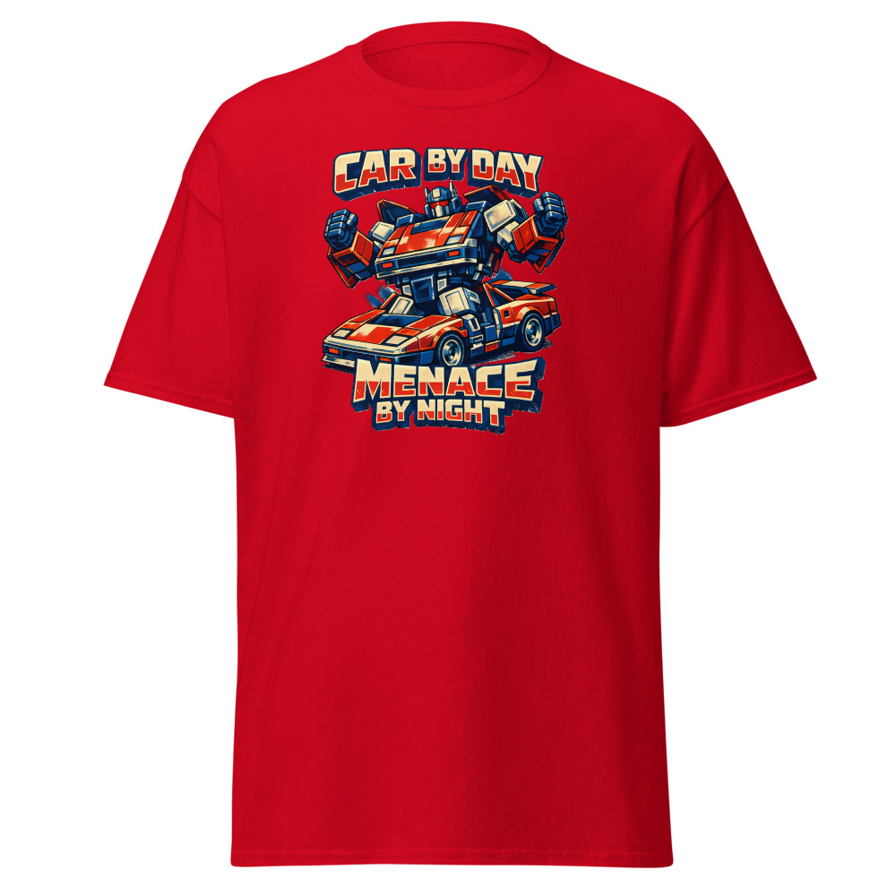 Retro Robot Toy T-Shirt | Car by Day Menace by Night 80s Sci-Fi Tee - Image 10