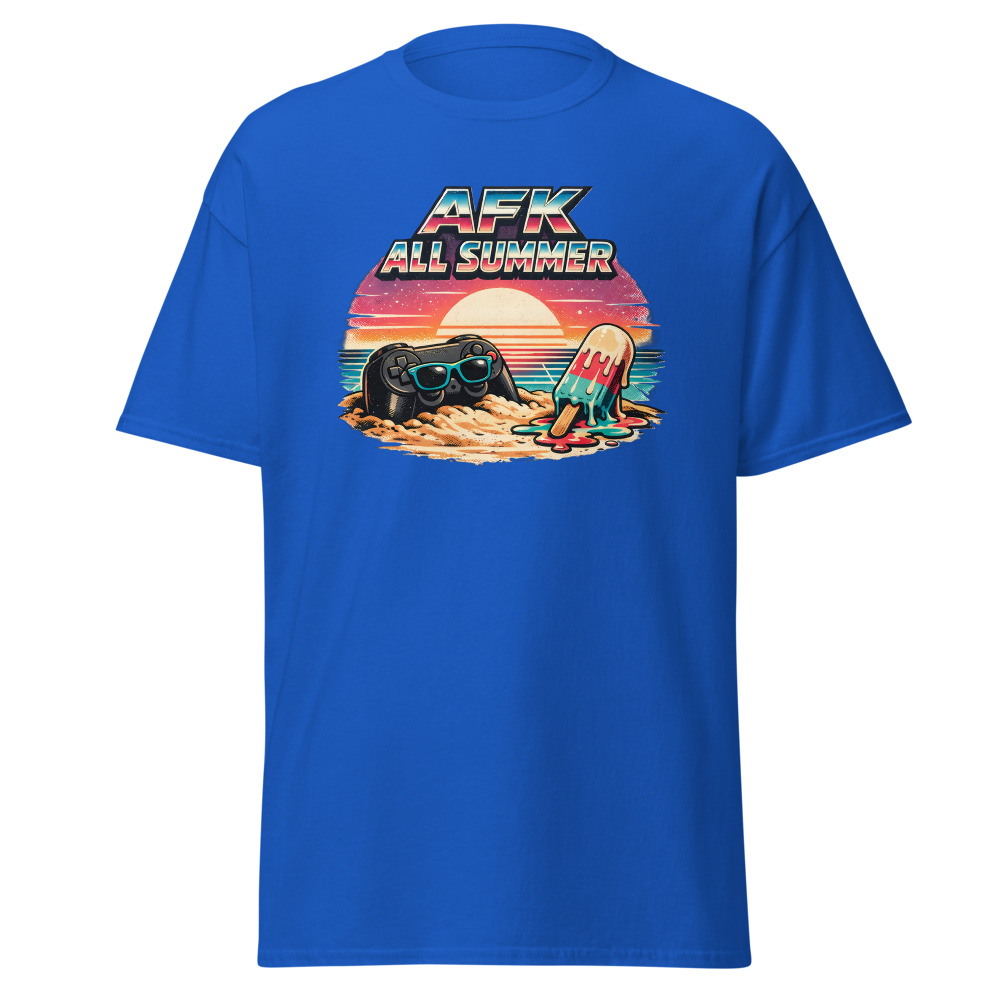 Funny Gamer T-Shirt | AFK All Summer Retro Synthwave Gaming Tee - Image 11