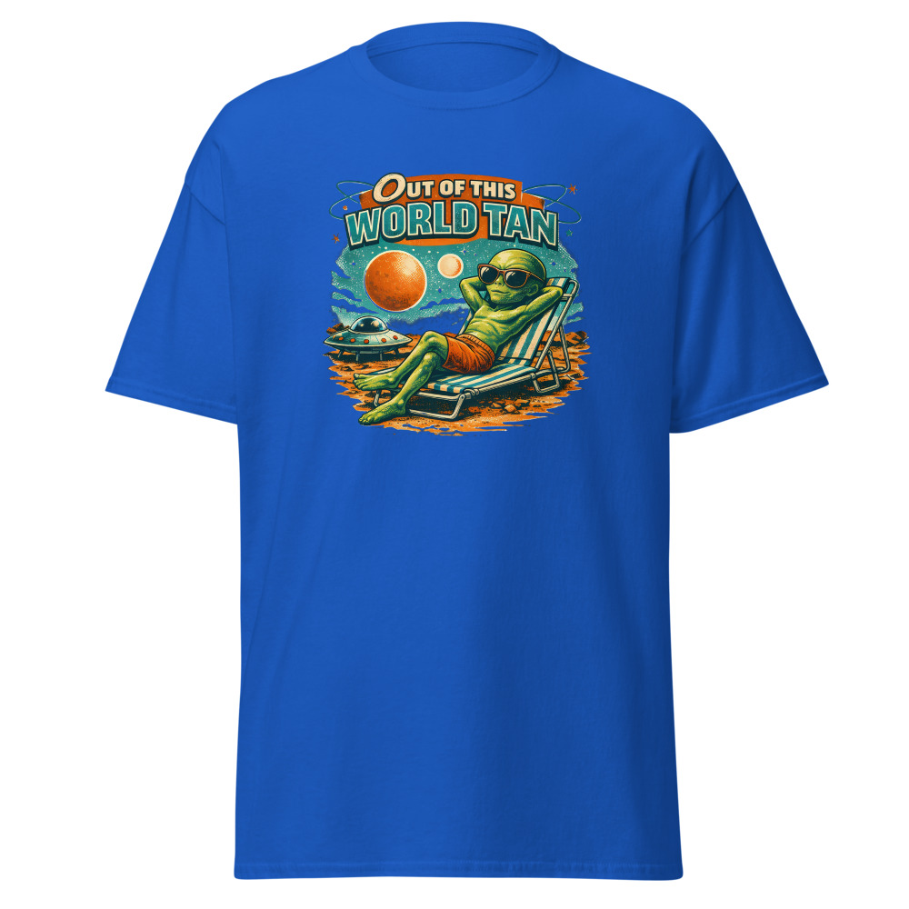 Funny Alien T-Shirt | Out of This World Tan Retro Sci-Fi Summer Tee - Image 11