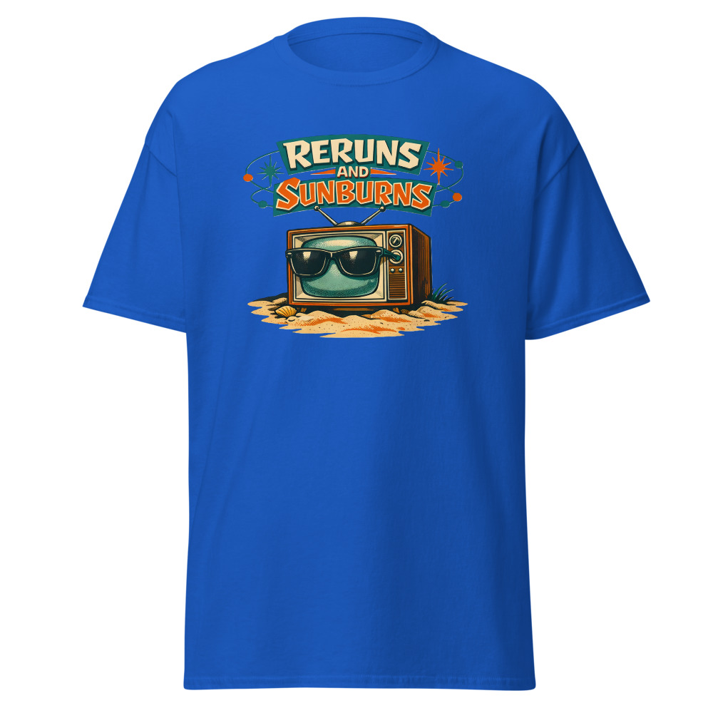 Retro TV T-Shirt | Reruns and Sunburns Funny Vintage Summer Tee - Image 11