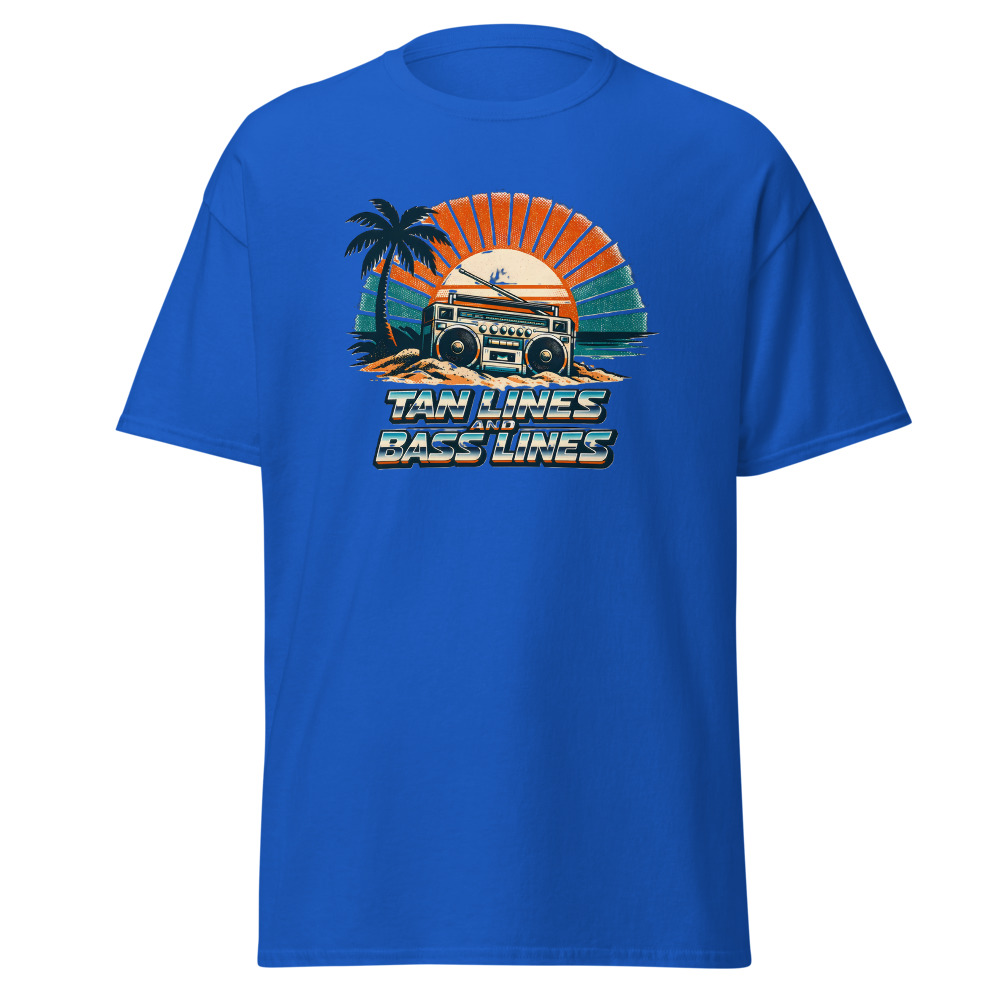 Funny Boombox T-Shirt | Tan Lines and Bass Lines Retro Summer Tee - Image 11