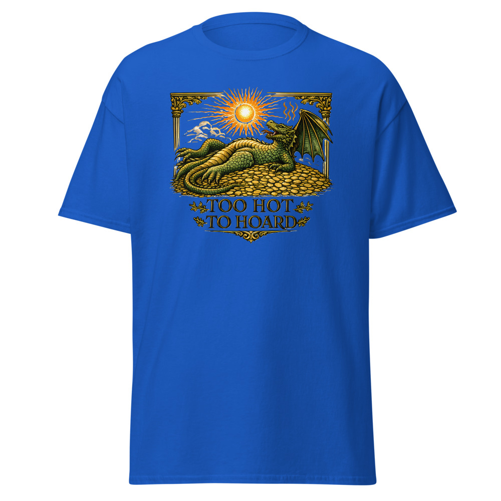 Funny Dragon T-Shirt | Too Hot to Hoard Retro Fantasy Summer Tee - Image 11