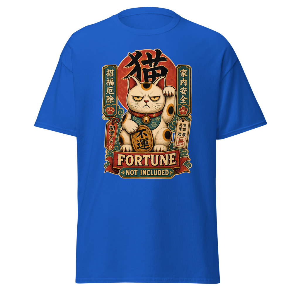 Funny Lucky Cat T-Shirt | Fortune Not Included Japanese Kanji Tee - Image 11