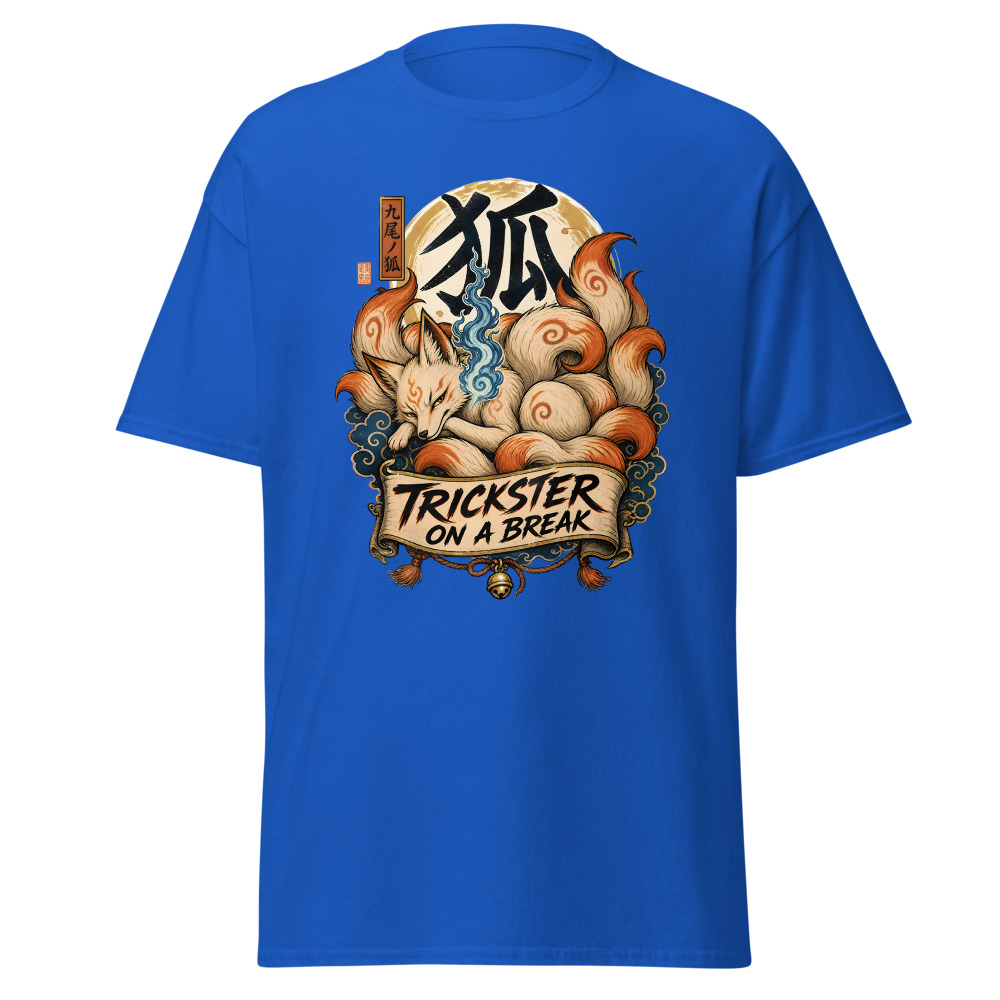 Retro Kitsune Fox T-Shirt | Trickster On a Break Japanese Kanji Tee - Image 11