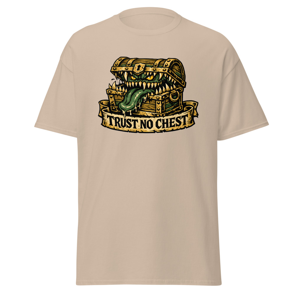 Funny Mimic T-Shirt | Trust No Chest Retro Dark Fantasy Tattoo Tee - Image 12
