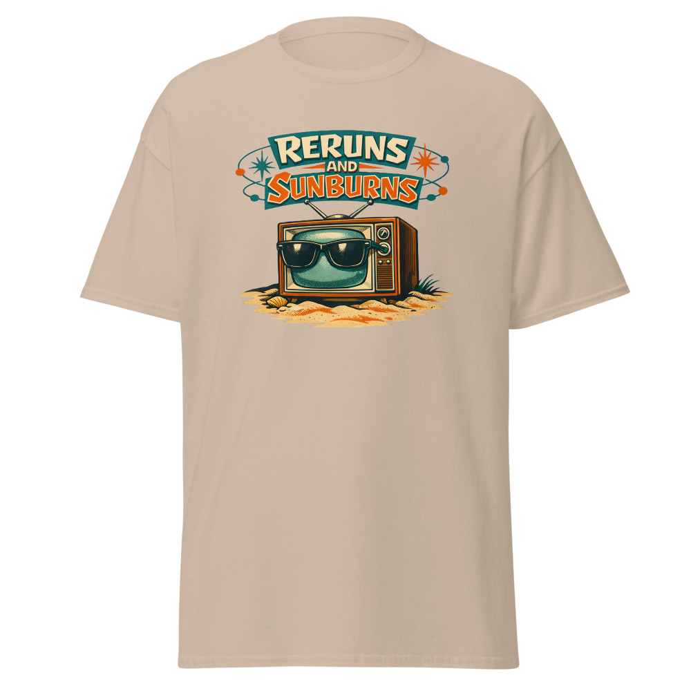 Retro TV T-Shirt | Reruns and Sunburns Funny Vintage Summer Tee - Image 12