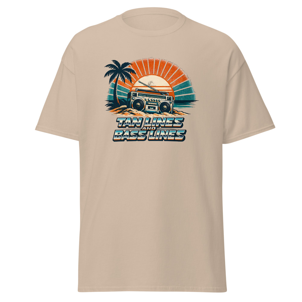 Funny Boombox T-Shirt | Tan Lines and Bass Lines Retro Summer Tee - Image 12