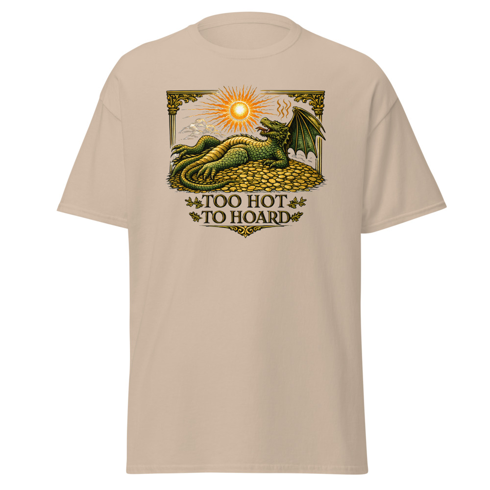 Funny Dragon T-Shirt | Too Hot to Hoard Retro Fantasy Summer Tee - Image 12