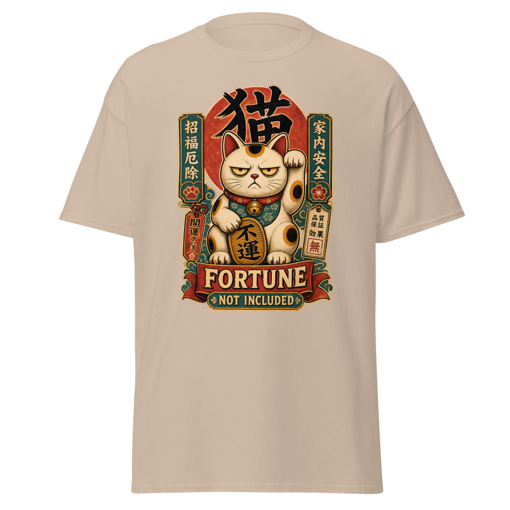 Funny Lucky Cat T-Shirt | Fortune Not Included Japanese Kanji Tee - Image 12