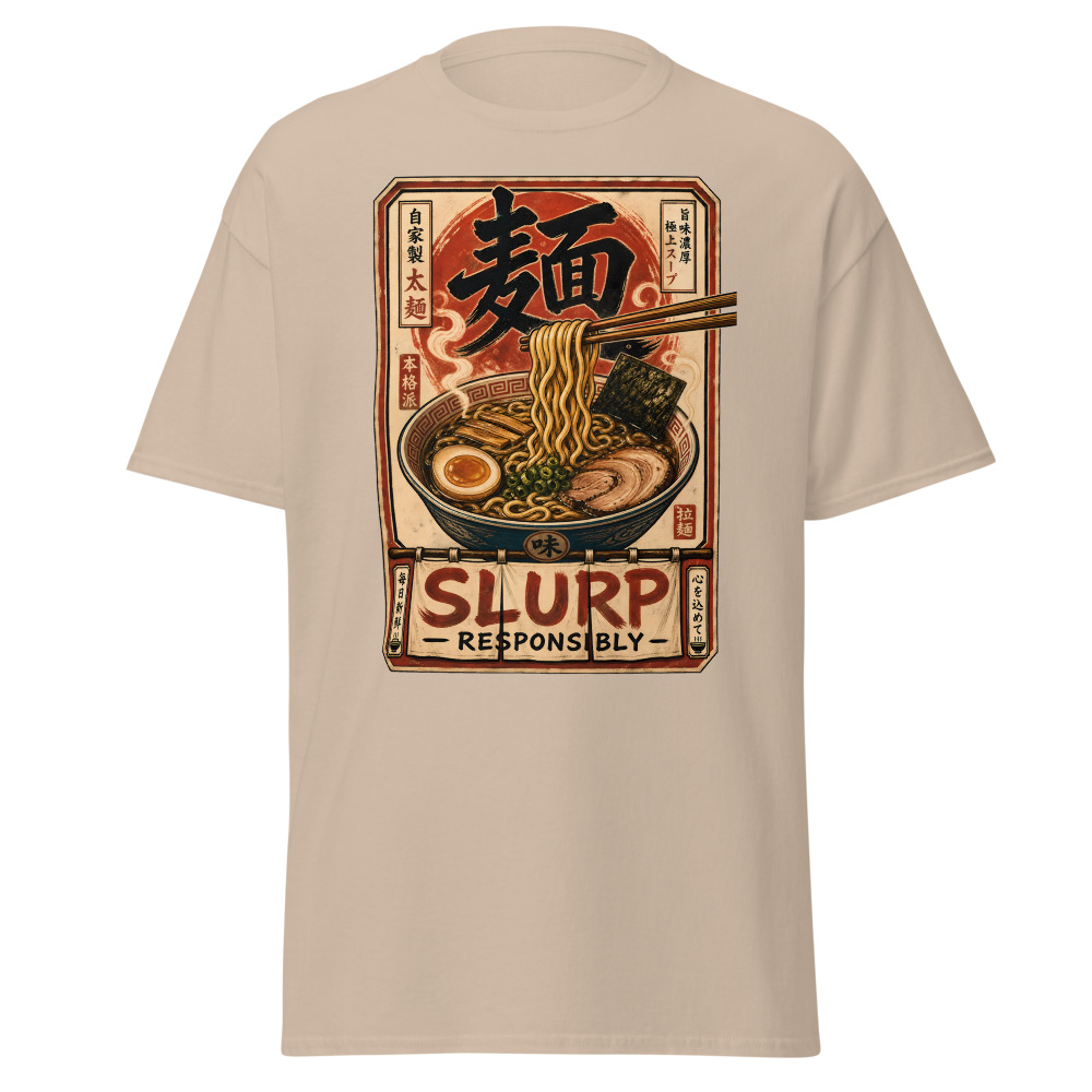 Funny Ramen T-Shirt | Slurp Responsibly Japanese Kanji Noodle Tee - Image 12