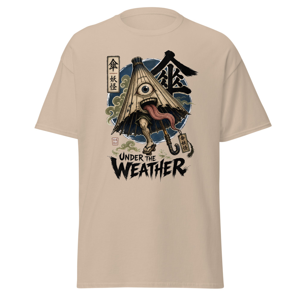 Retro Yokai Umbrella T-Shirt | Under the Weather Ukiyo-e Horror Tee - Image 12