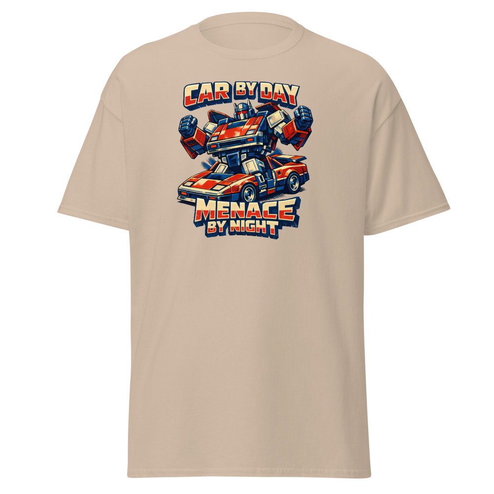 Retro Robot Toy T-Shirt | Car by Day Menace by Night 80s Sci-Fi Tee - Image 12