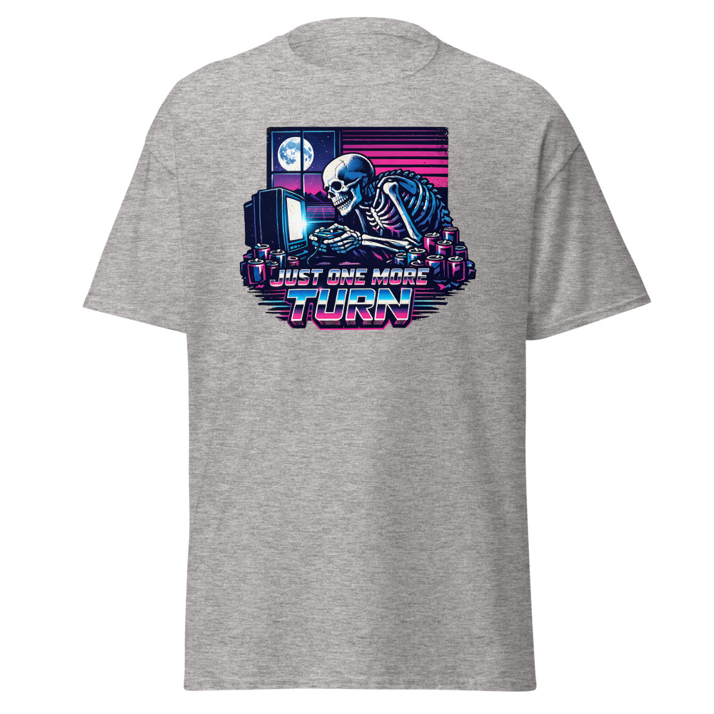 Funny Gamer T-Shirt | Just One More Turn Retro Synthwave Gaming Tee - Image 13