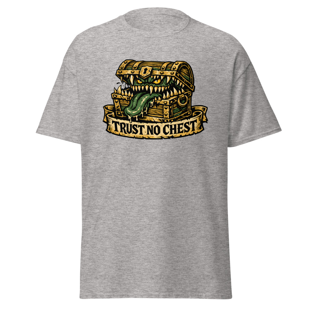 Funny Mimic T-Shirt | Trust No Chest Retro Dark Fantasy Tattoo Tee - Image 13