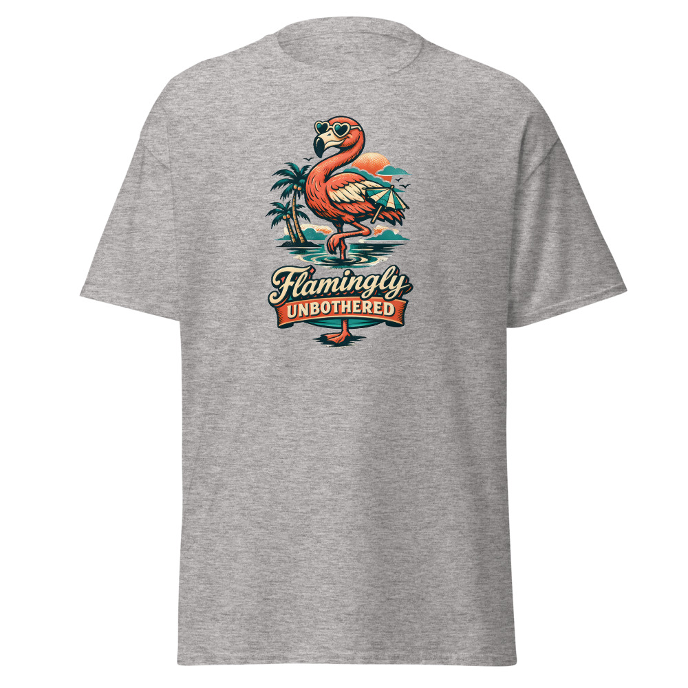 Funny Flamingo T-Shirt | Flamingly Unbothered Retro Summer Tee - Image 13