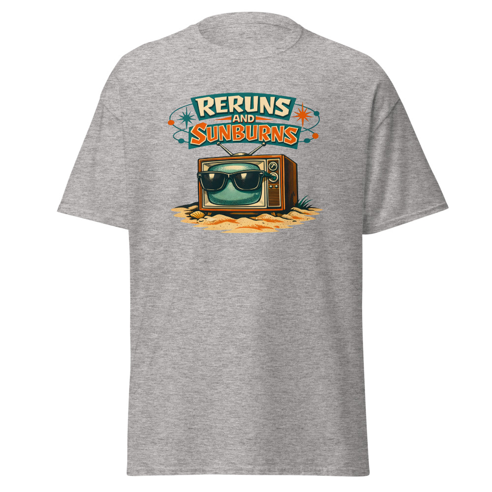 Retro TV T-Shirt | Reruns and Sunburns Funny Vintage Summer Tee - Image 13
