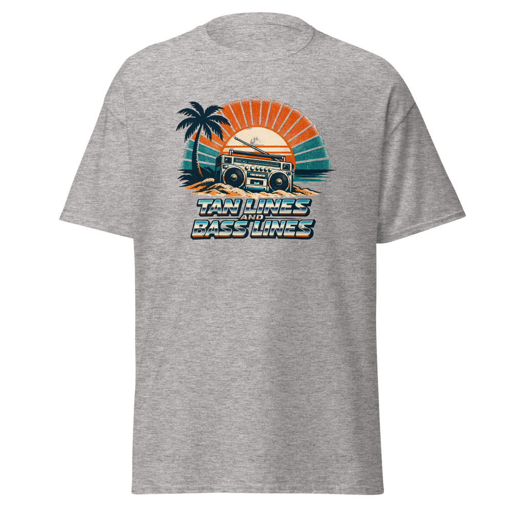 Funny Boombox T-Shirt | Tan Lines and Bass Lines Retro Summer Tee - Image 13