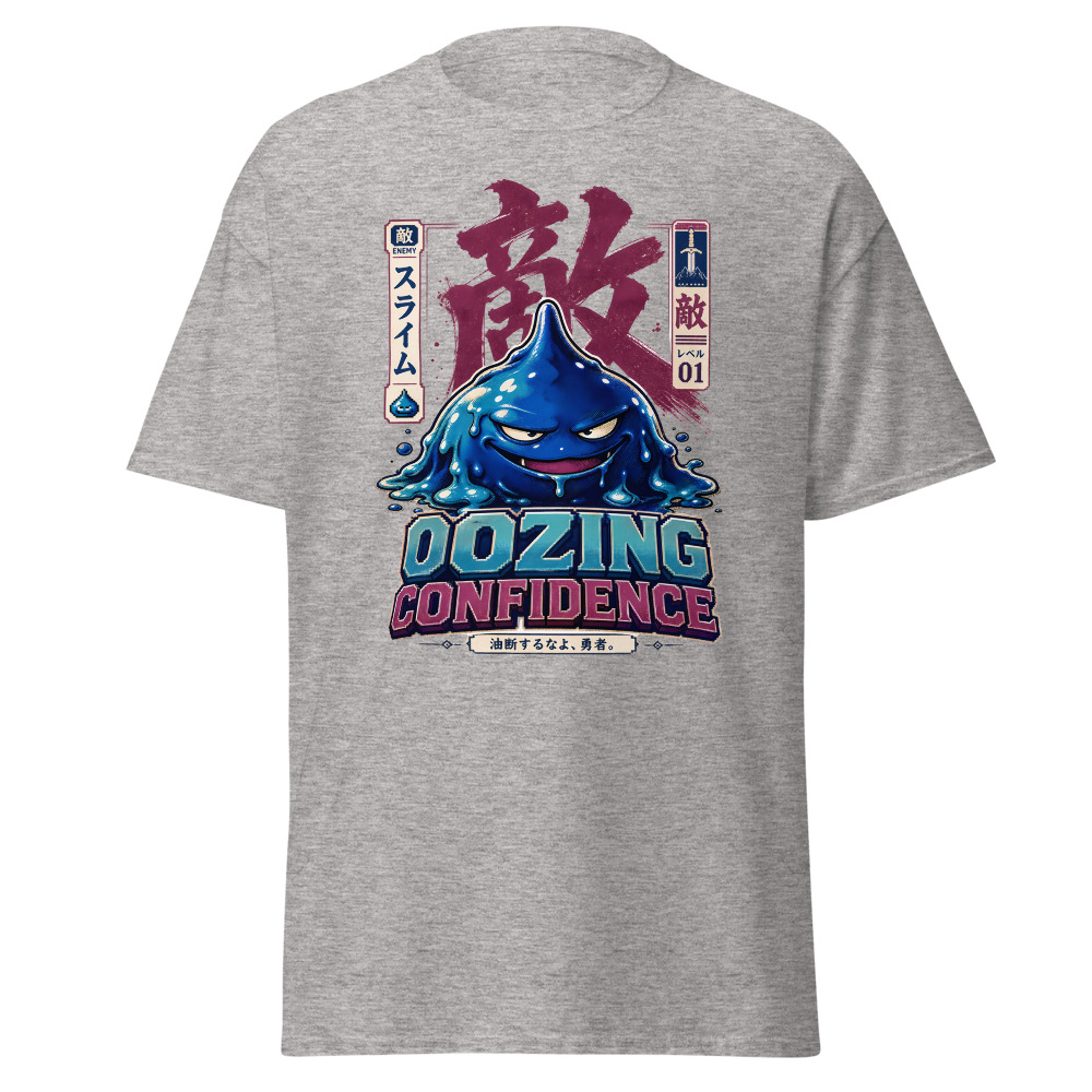 Retro Slime Monster T-Shirt | Oozing Confidence Japanese Kanji Gamer Tee - Image 13