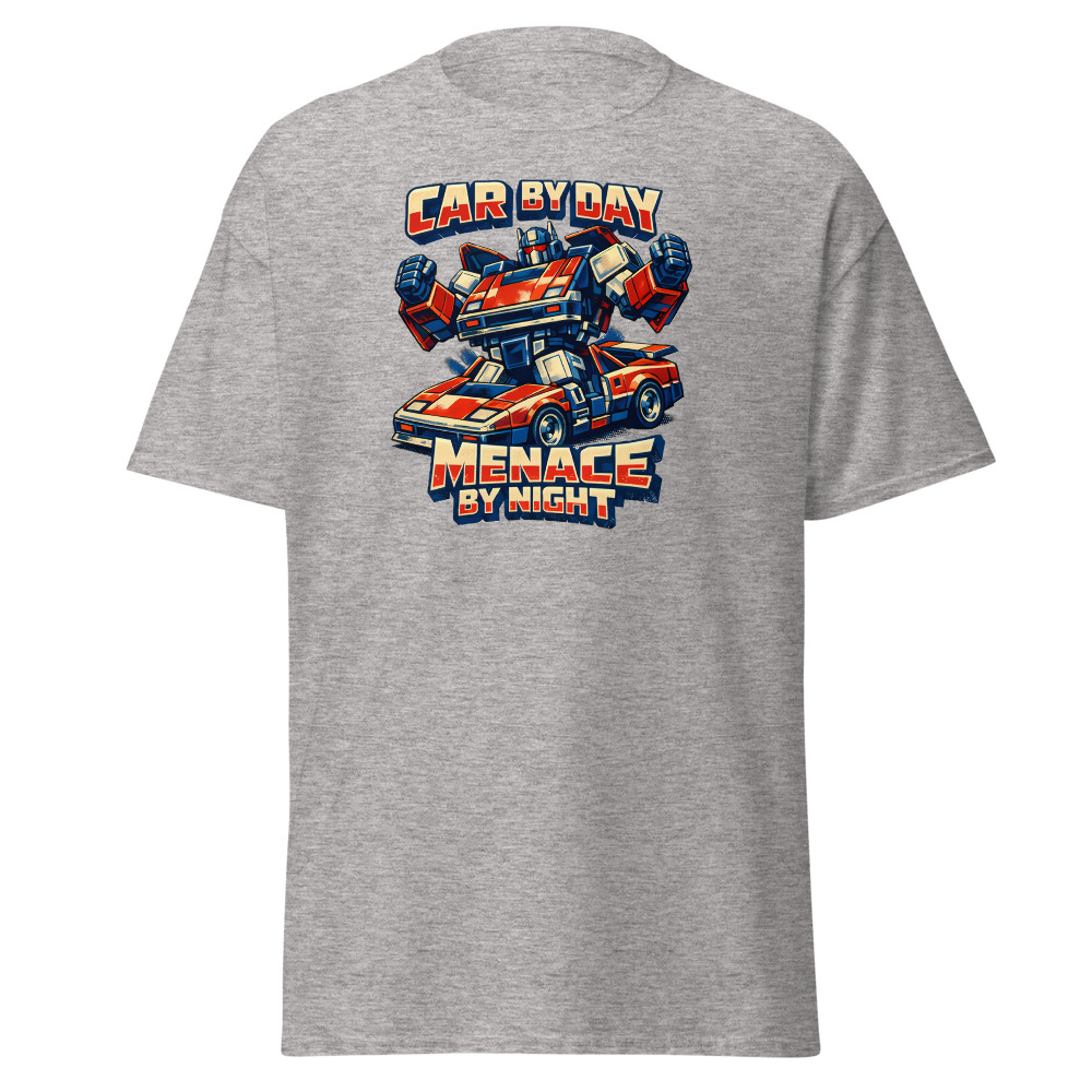 Retro Robot Toy T-Shirt | Car by Day Menace by Night 80s Sci-Fi Tee - Image 13