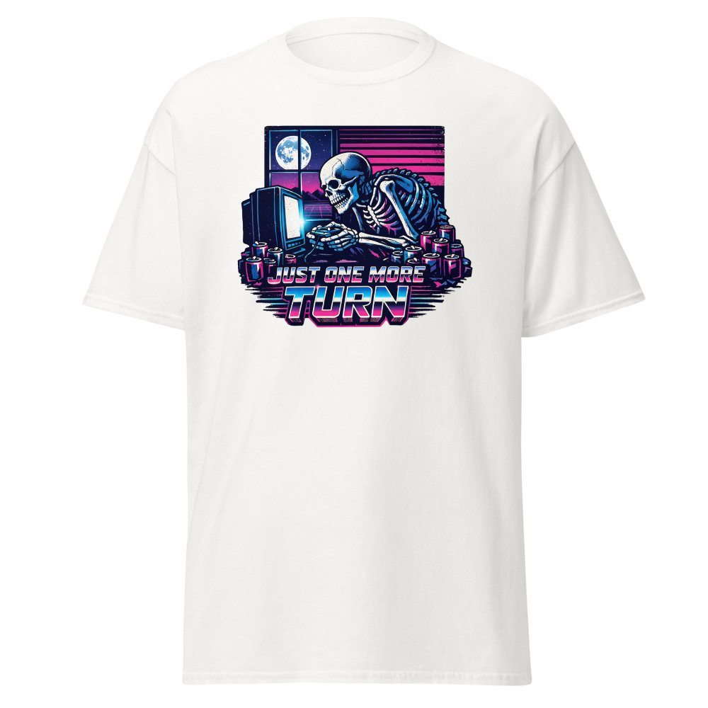Funny Gamer T-Shirt | Just One More Turn Retro Synthwave Gaming Tee - Image 2