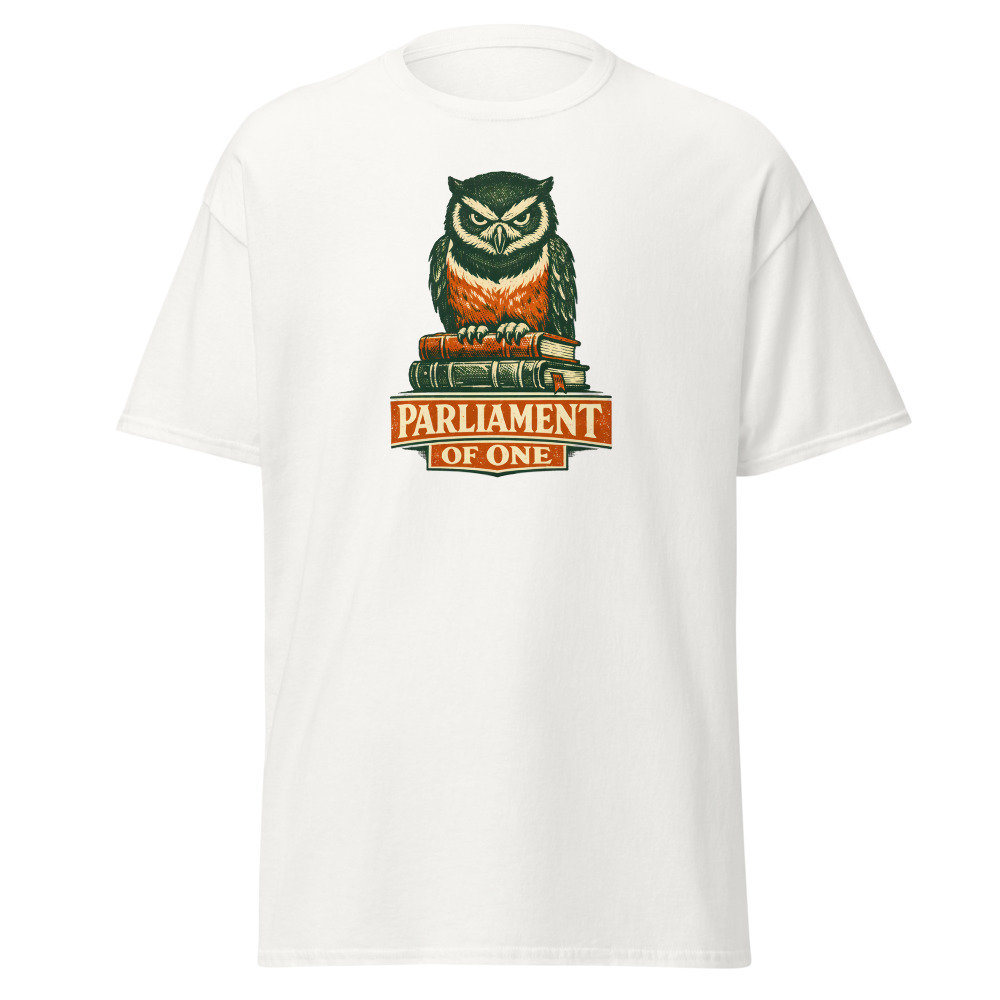 Funny Owl T-Shirt | Parliament of One Vintage Woodcut Bird Tee - Image 2