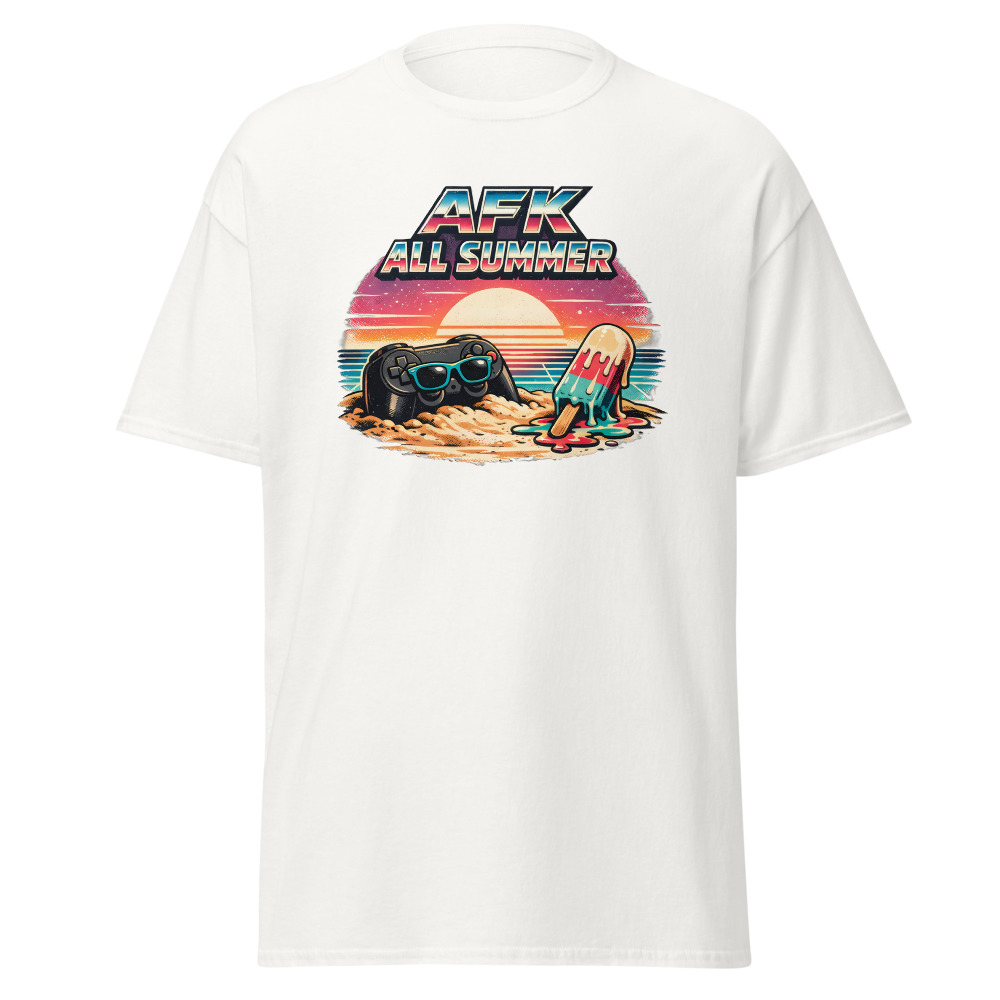 Funny Gamer T-Shirt | AFK All Summer Retro Synthwave Gaming Tee - Image 2