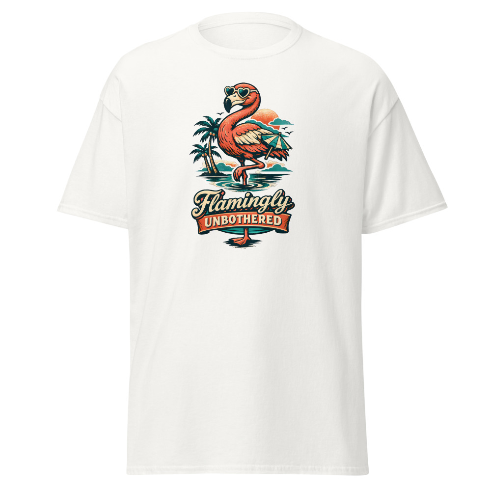 Funny Flamingo T-Shirt | Flamingly Unbothered Retro Summer Tee - Image 2