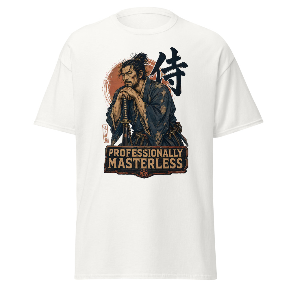 Funny Samurai T-Shirt | Professionally Masterless Ukiyo-e Ronin Tee - Image 2