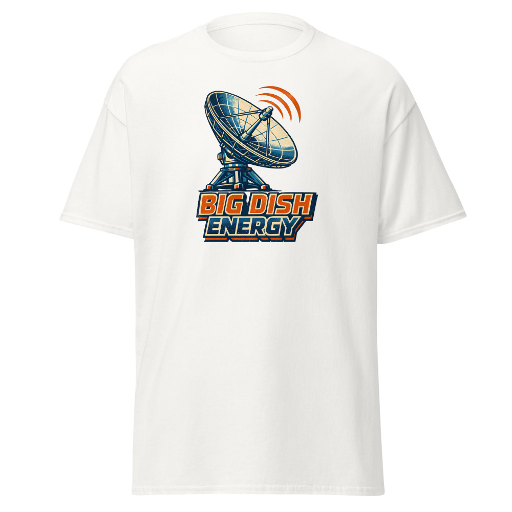 Funny Satellite Dish T-Shirt | Big Dish Energy Retro 80s TV Tee - Image 2