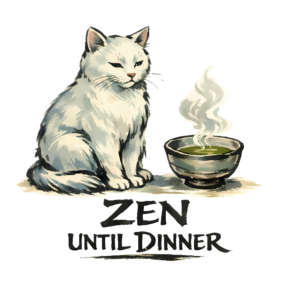 Watercolor Cat T-Shirt | Zen Until Dinner Traditional Ink Art Tee