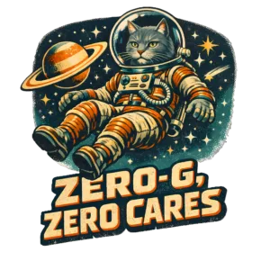 Astronaut Cat T-Shirt | Zero-G Zero Cares Retro Sci-Fi Space Tee
