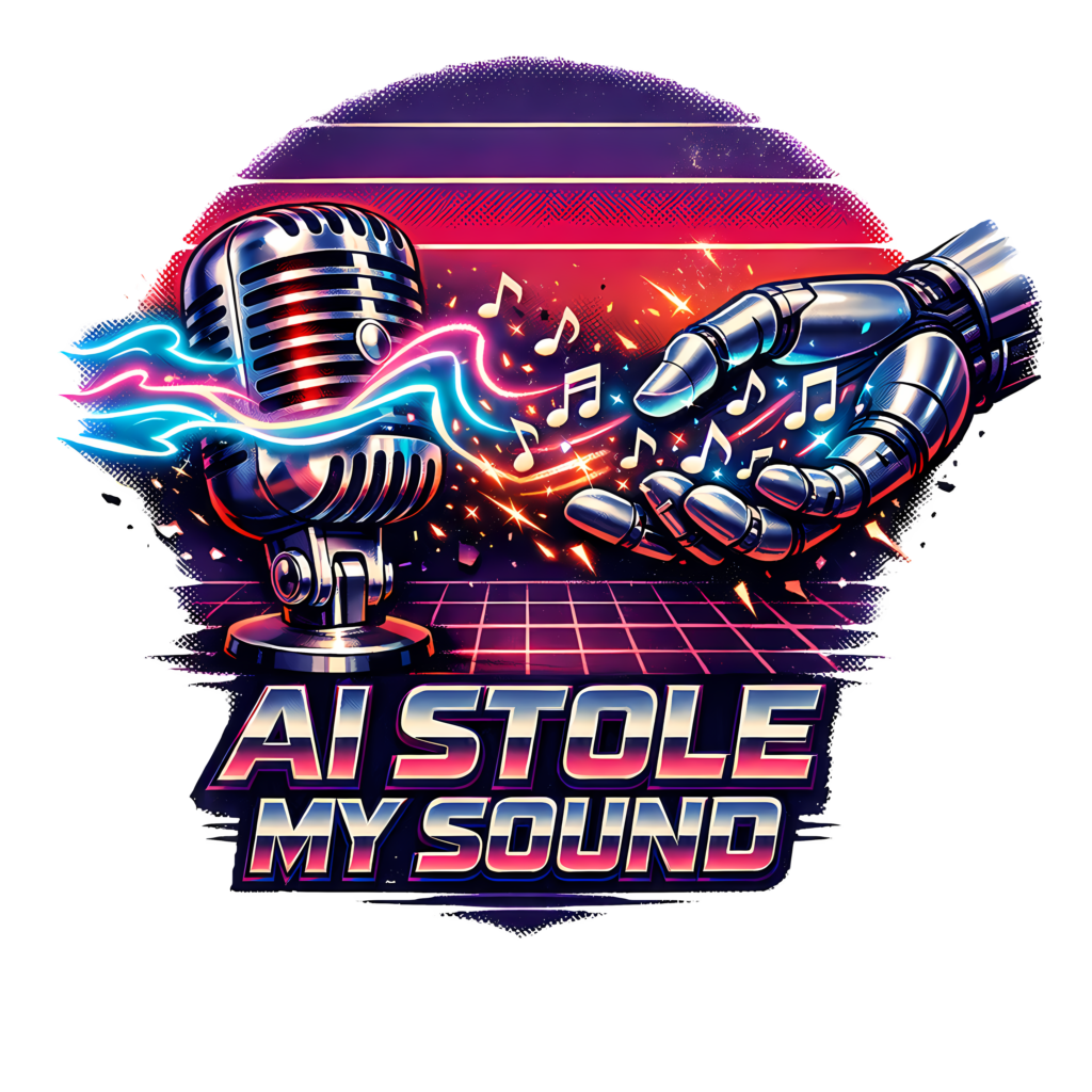 Funny AI Music T-Shirt | AI Stole My Sound Retro Synthwave Tee