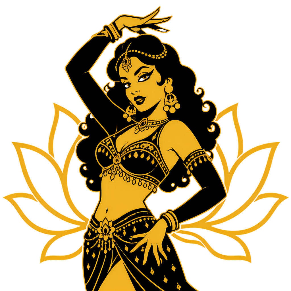 Retro Cabaret Dancer T-Shirt | Vintage Bollywood Golden Lotus Tee